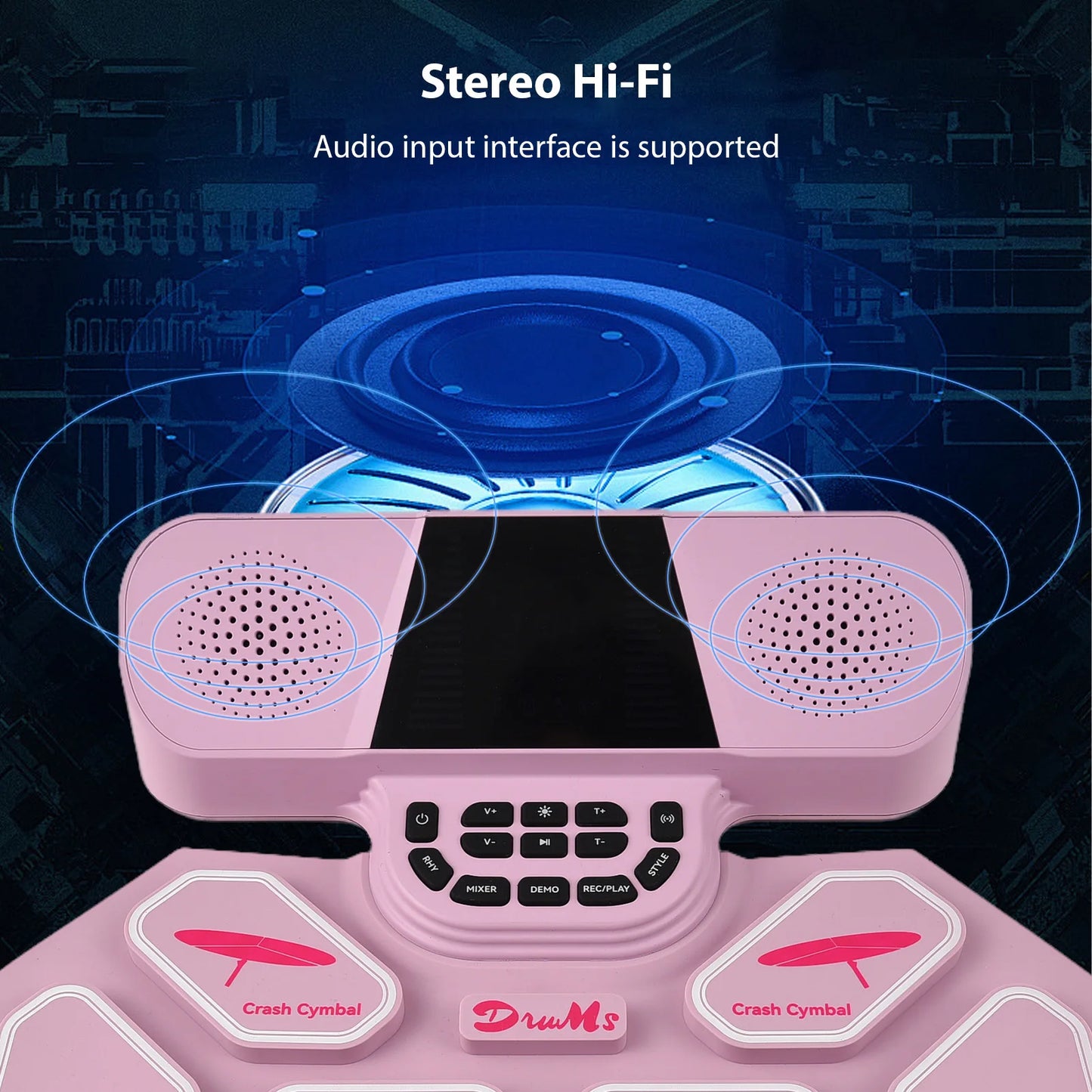 Electronic Drum Set With Dual Speakers And Bluetooth MIDI