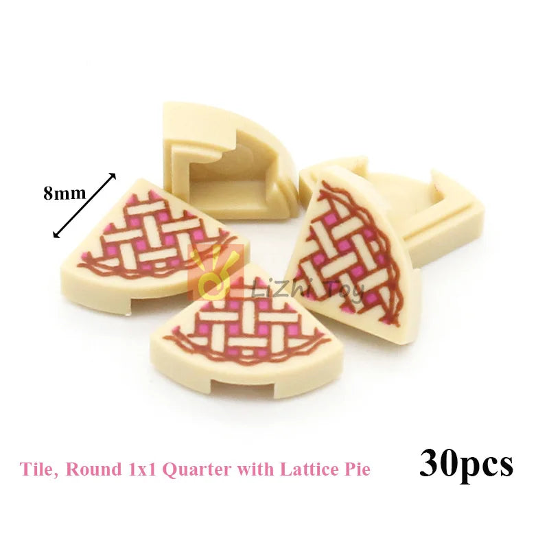 Printed Round 2X2 Building Blocks | Universal Fit | Pizza Clock Graphics