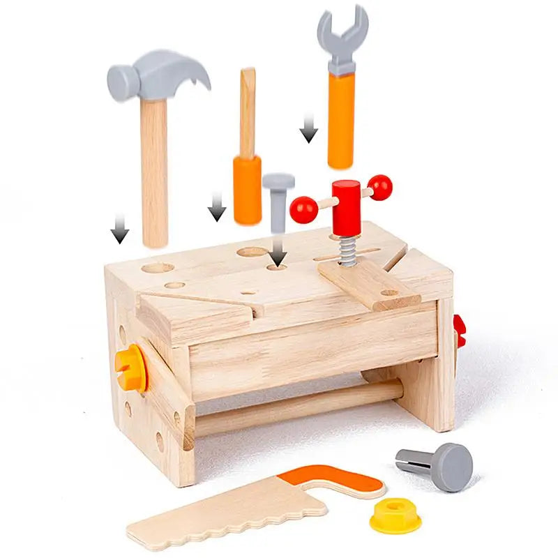 Wooden 16-Piece Construction Tool Set for Kids - Montessori Play Fun!