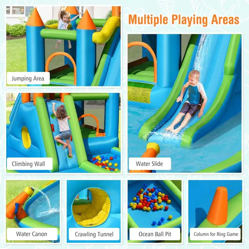 Inflatable Water Slide With Bounce House For Splash Pool Fun