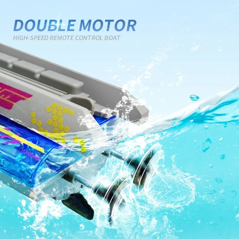 2.4G RC Speedboat With Bright LED Lights For Kids Enjoy - ToylandEU