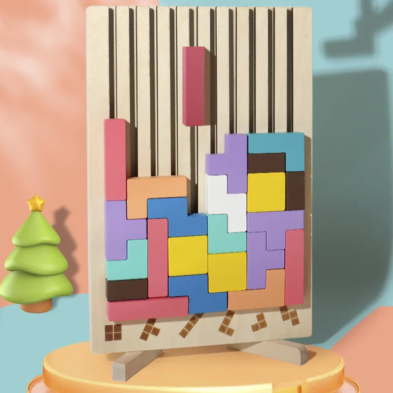 Wooden 3D Russian Blocks Puzzle | Colorful Blocks | Educational | Ages 6-12