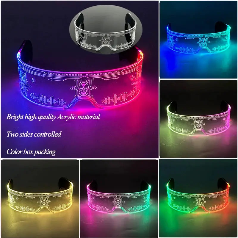 Luminous Glasses 7 Colors and 4 Modes Cyberpunk Glasses Futuristic Sunglasses rave Accesories for man women cospaly supplies - ToylandEU