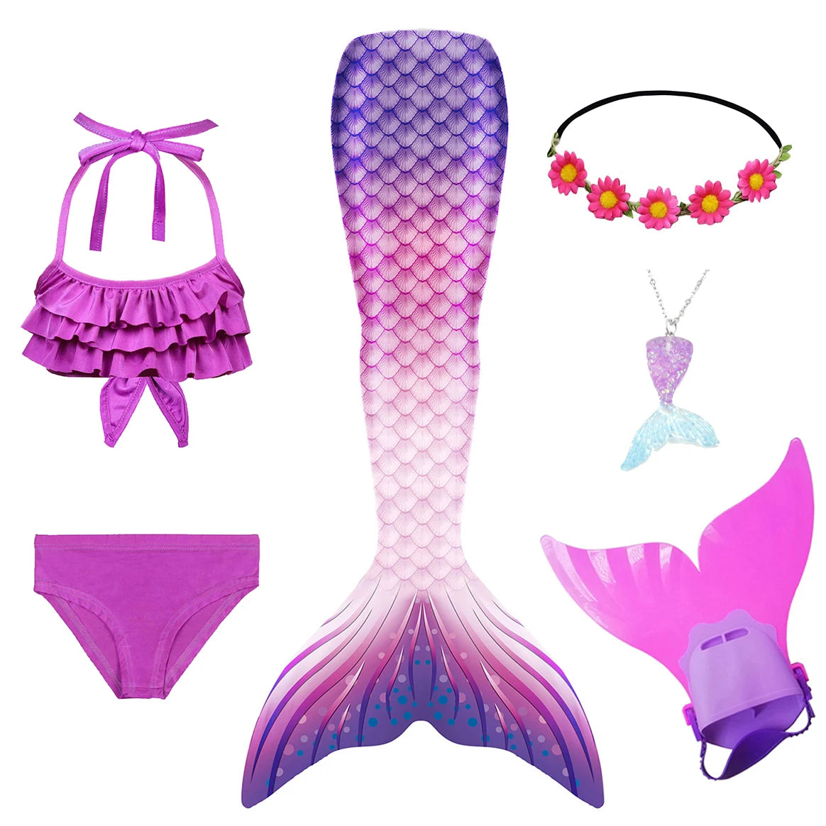 Mermaid Costume For Girls With Tail And Monofin Cosplay Ready
