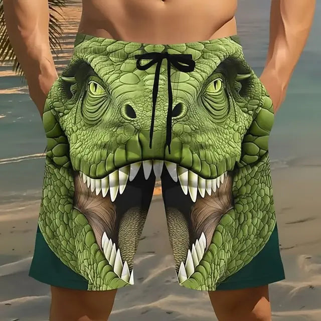 Men's Swim Shorts | Shark Print 3D Graphic | Quick Dry Polyester | Size Options