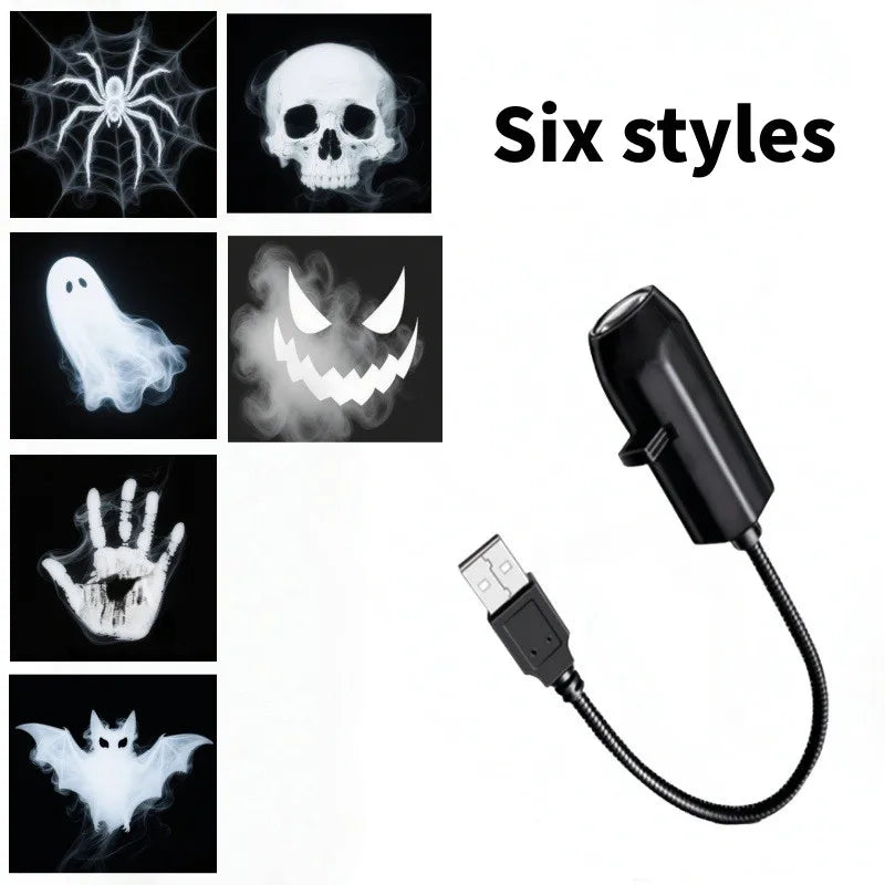 LED Projector Light | Ghost Skull Pattern | USB Powered | Room Ceiling Decor