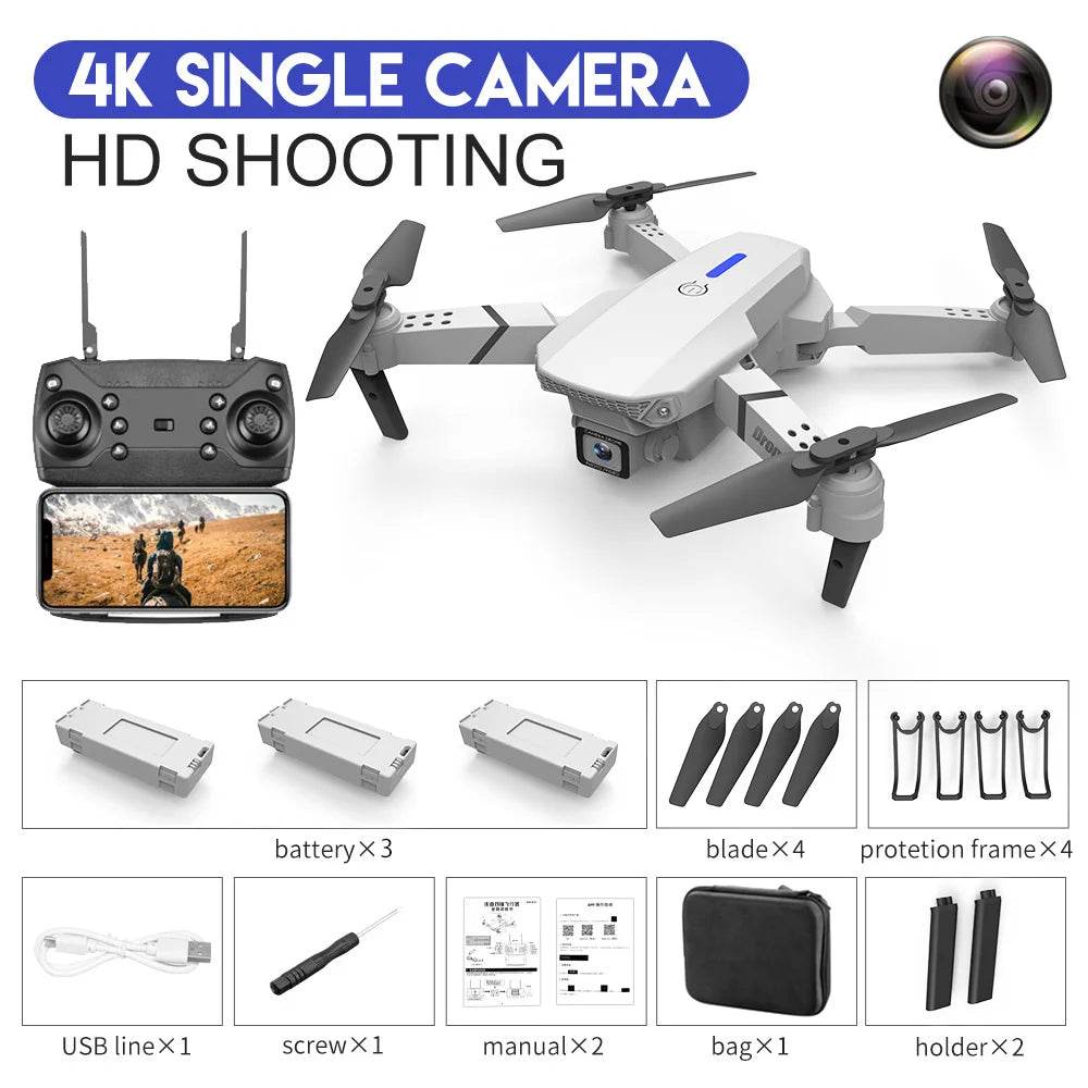 2023 E88Pro 4K Professional RC Drone with 1080P HD Camera - Foldable Helicopter, WIFI FPV, and Height Hold - Perfect Gift Toy - ToylandEU