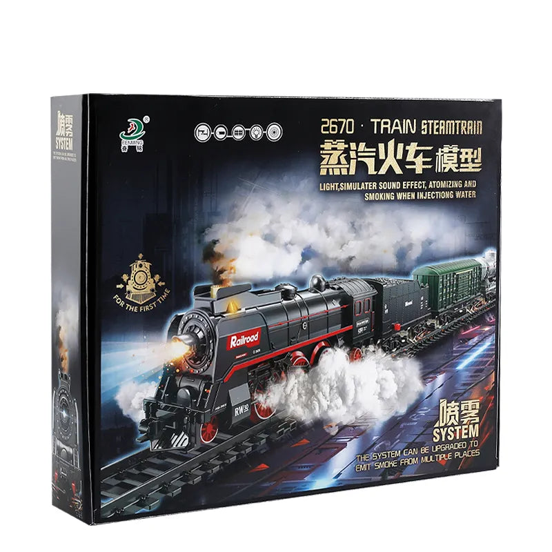 Retro Electric Steam Train Model with Variety Railcar - ToylandEU