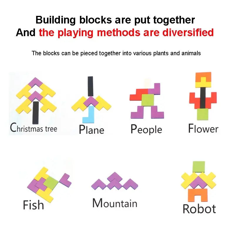Wooden Puzzle | 3D Thickened Design | Tangram Jigsaw | One Set