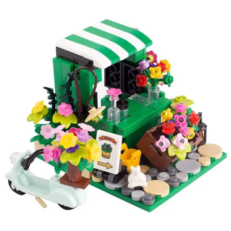 MOC City Series Scene Building Blocks Flower Shop Garden white poplar Men's restroom DIY Kids Toys Park Bench Street Lamp Toys - ToylandEU