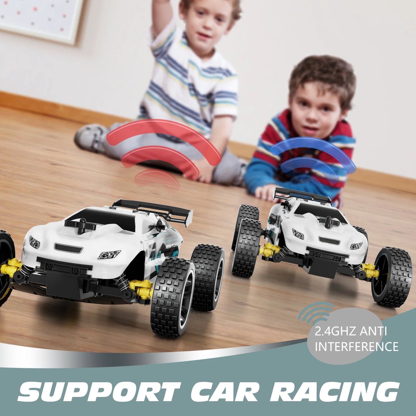 Fast & Fun 1:18 Scale Remote Control Buggy Car for Kids - White Racer