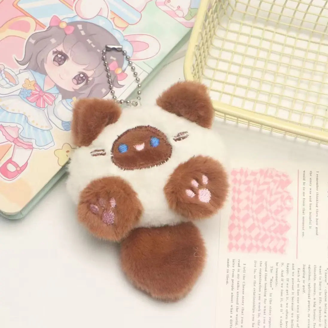 Adorable Cat Keychain Plush With Lobster Clasp For Bags