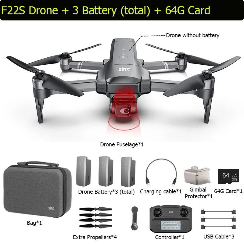 SJRC F22S 4K Pro Drone: GPS, 5G WiFi, Obstacle Avoidance, HD Camera