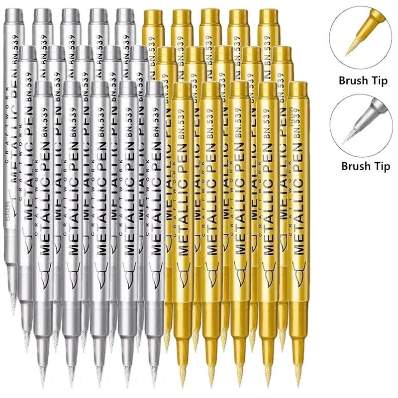 Metallic Paint Pens | Brush Tip Nib | Non Erasable Ink | 1 To 50 Pack
