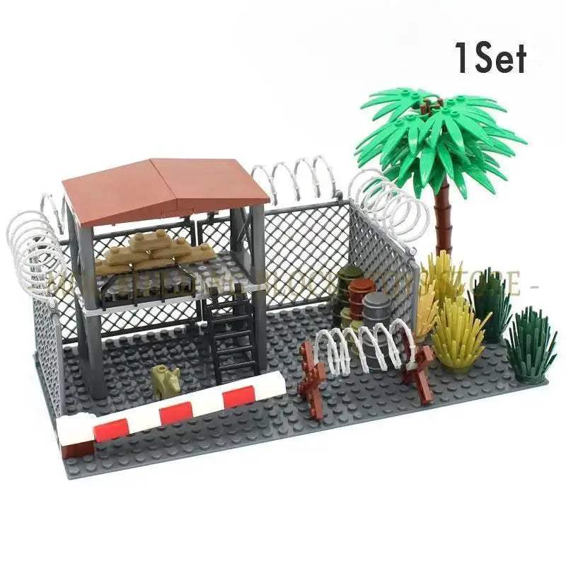 Premium Military Scene Building Set Lego Compatible With Barbed Wire Sandbags And Army Figures For Military Enthusiasts - ToylandEU