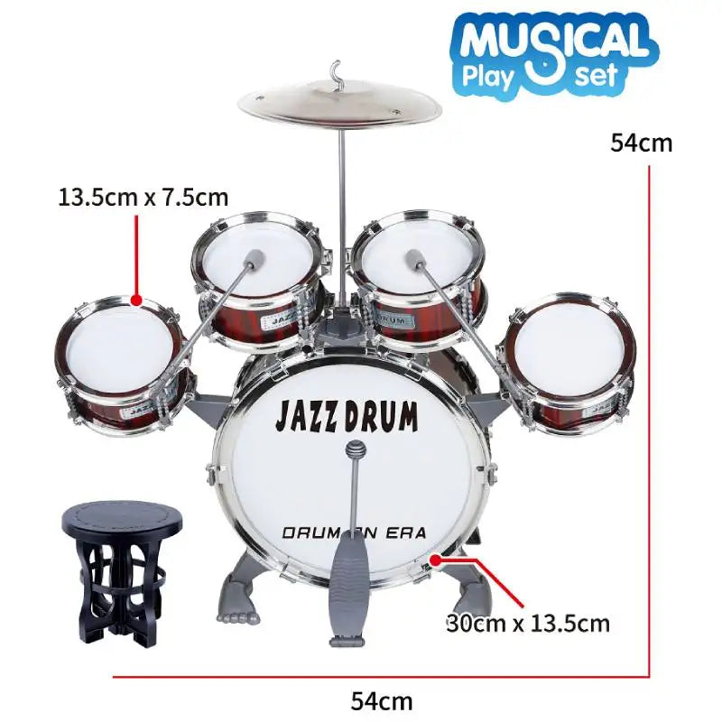 Beginner's 5-Piece Junior Drum Set with Stool & Cymbal for Kids 3-14