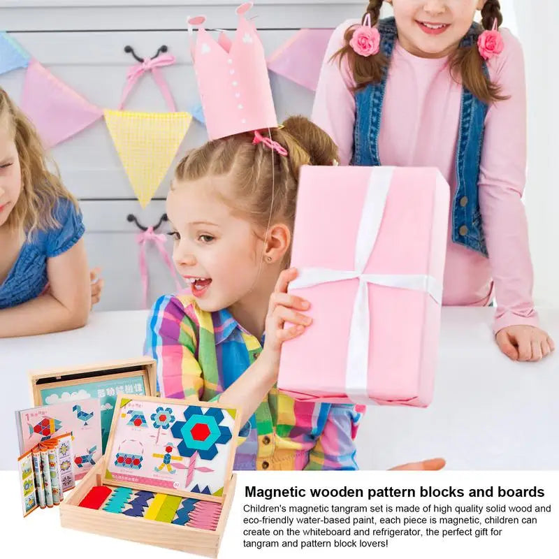 Magnetic Montessori Wooden Puzzle Blocks - Creative Learning Fun