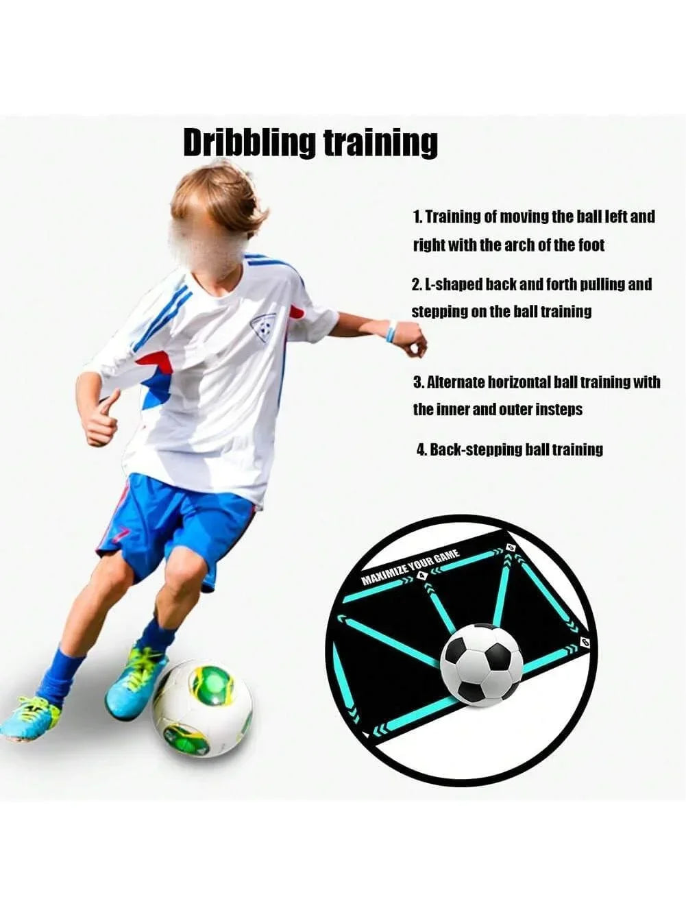 Soccer Ball Control Training Mat With Stable Silent Rubber Base