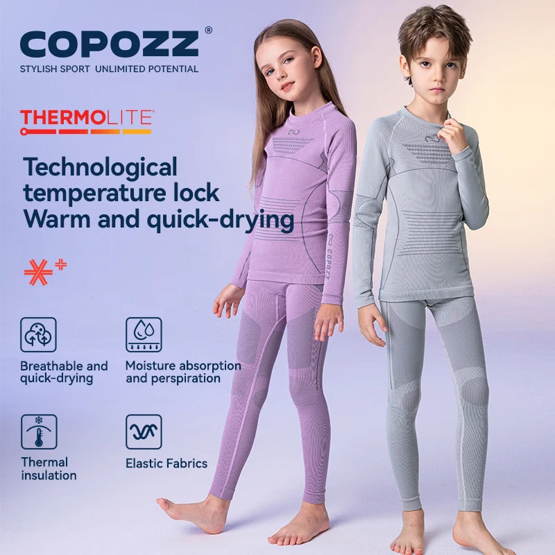 Kids Thermal Underwear Set | Winter Breathable Build | Ski Boys Girls