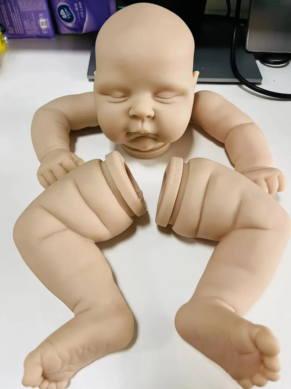 21-Inch Unpainted DIY Reborn Doll Kit with Cloth Body and Peaches Fresh Color - ToylandEU