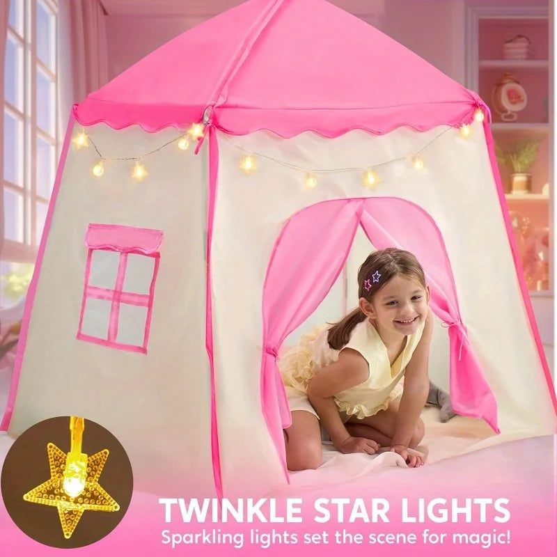 Joyfy Pink Princess Tent With Led Star Lights Large Playhouse