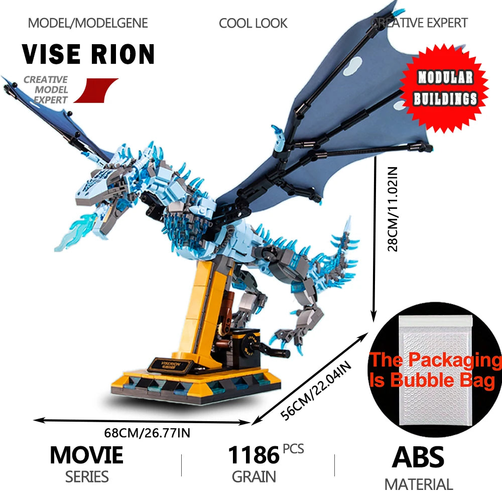 Building Blocks Set | 1174 Pieces | Lego Compatible | Ice Dragon Model