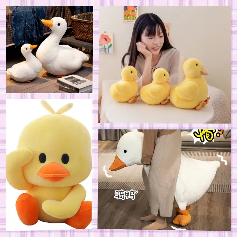 Big Size Fluffy Duck Plush Toys Sleep Pillow Cute Animal Stuffed Swan