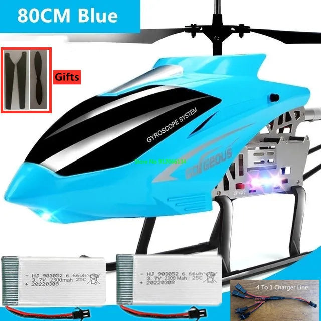 RC 150M Remote Control Large Alloy Electric Helicopter Drone Toy with LED Lights and Anti-Fall Design