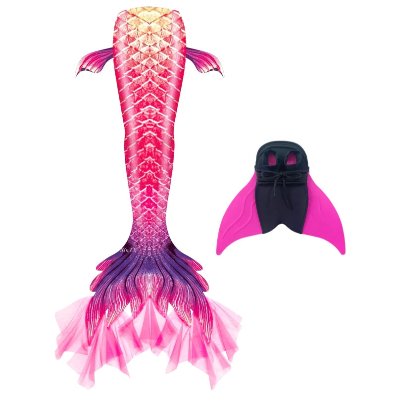 Mermaid Tail Swimwear | Elastic Polyester Elastane | Kids Unisex | Monofin