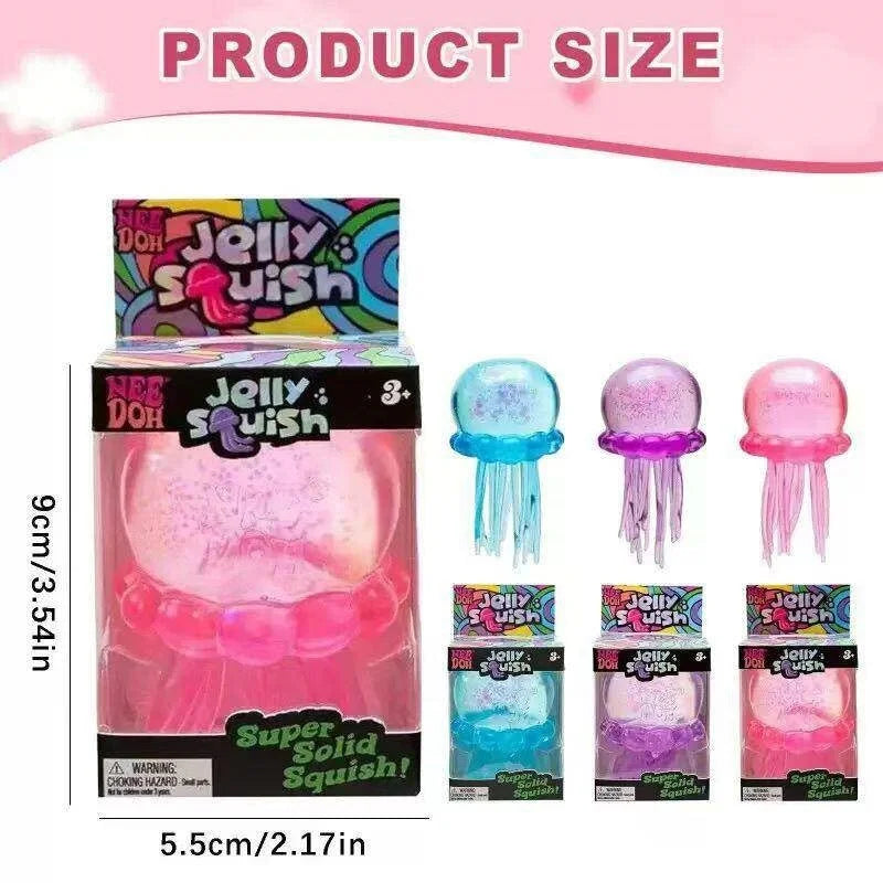 Jellyfish Squishy Toy | Pink Ice Cube Shape | Anxiety Relief Fidget | For Adults