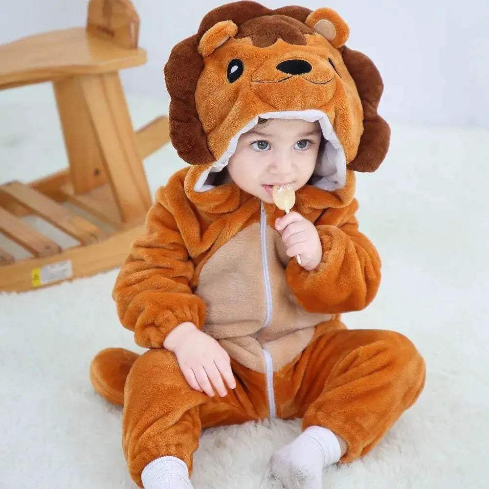 Cozy Baby Rompers Hooded Winter Flannel Zippered Design Unisex For 1 To 3 Years Old - ToylandEU