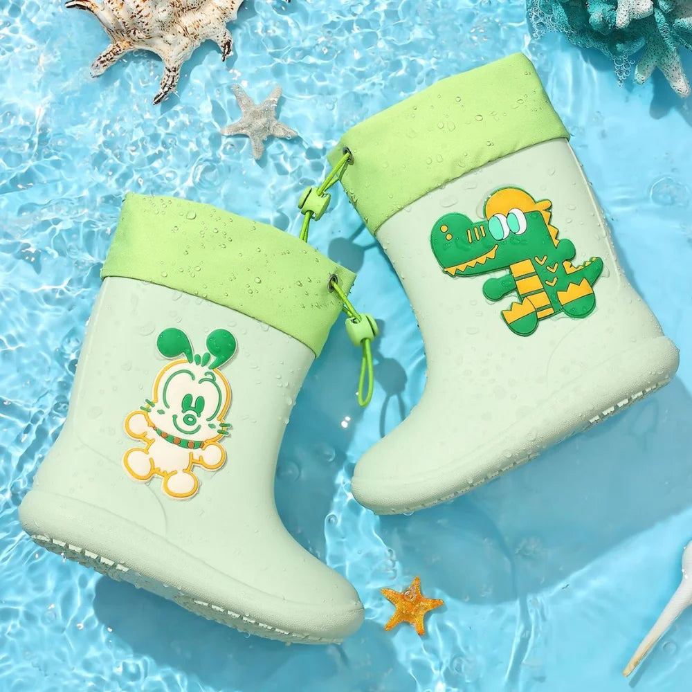 Kids Rain Boots | Non Slip Grip | Hook And Loop Closure | Ages 4 To 6