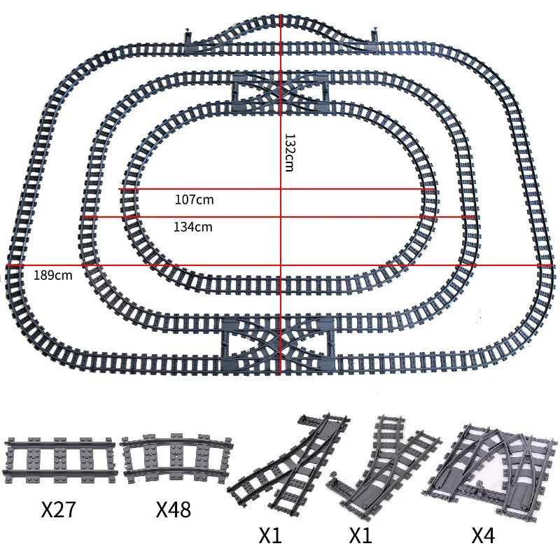 City Train Tracks Building Blocks Kit For Kids DIY Creativity