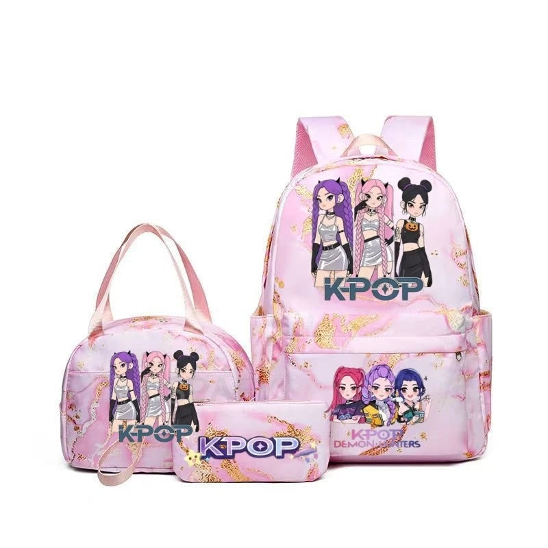 Pink Demon Hunter Backpack For Teens With Durable School Bag