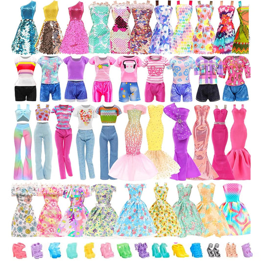 23-Piece Doll Clothes Set With Floral Sequined Mermaid Dress