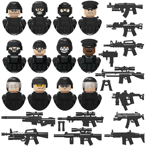 Military Army and Police Building Blocks Figures Set, including WW2 Soldier and SWAT Officer Toys ToylandEU.com Toyland EU