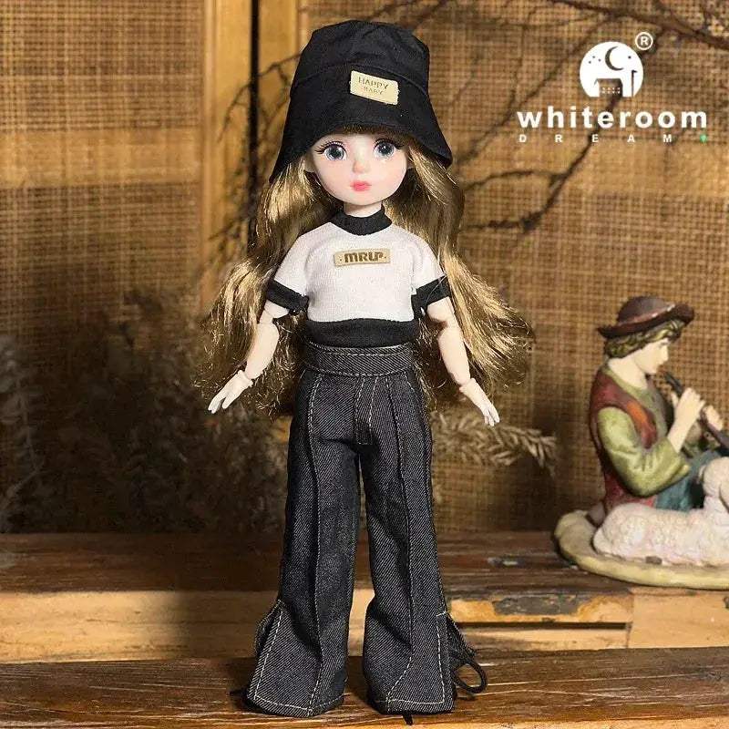Ball Jointed Doll 30cm With Starry Grey Eyes Fashion Outfit - ToylandEU
