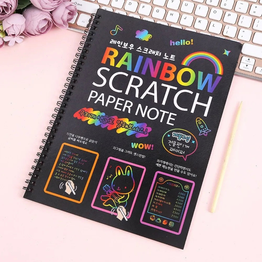 Kids Montessori Scratch Art Painting Book Rainbow Scratch-off Paper - ToylandEU