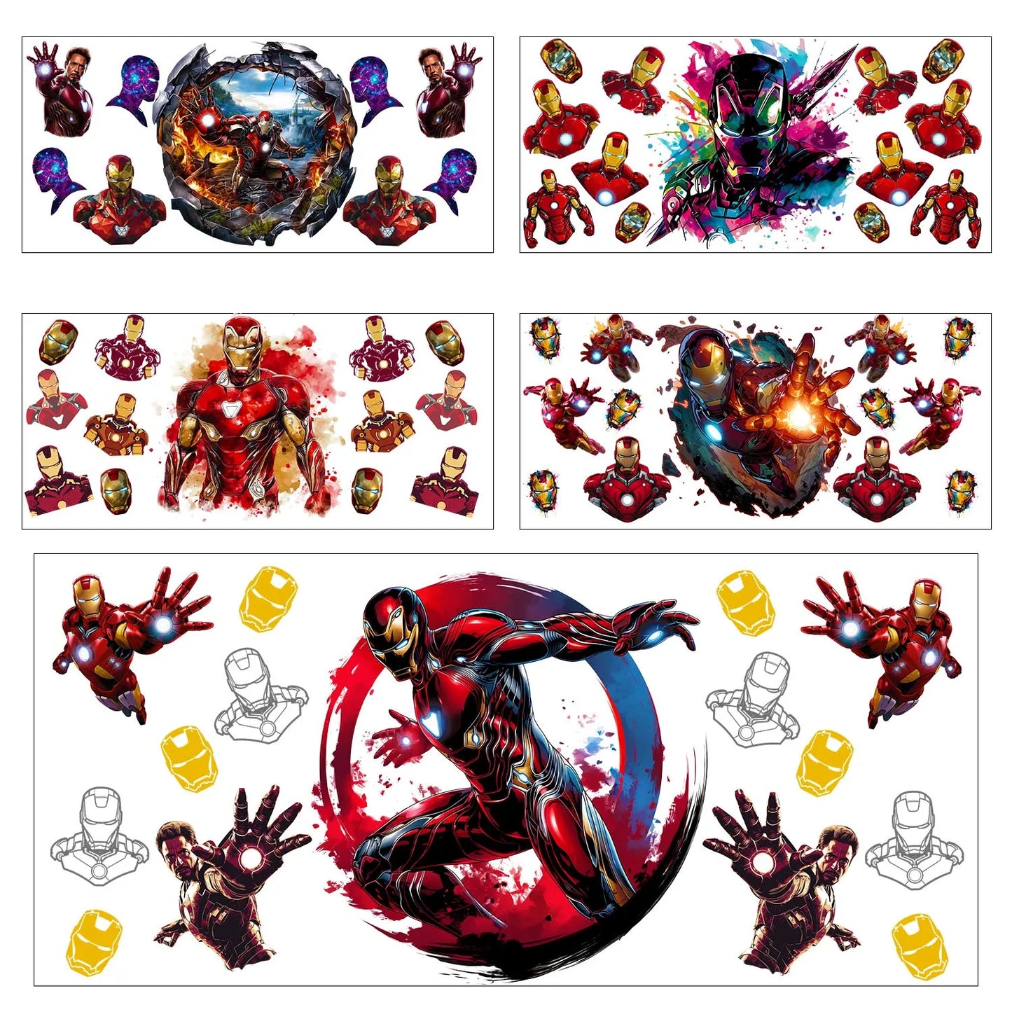 UV DTF Transfer Stickers | Super Hero Cartoon | 5pc Set | 16oz Cup Wraps