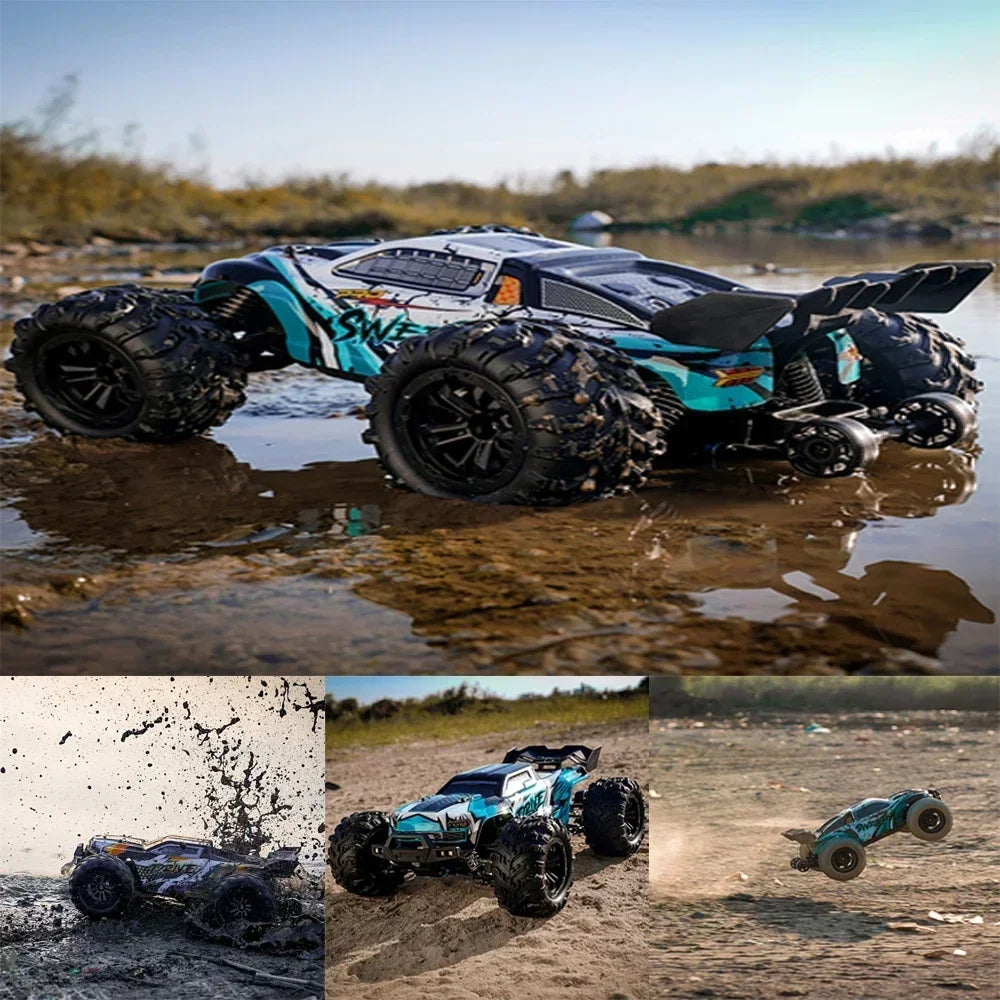 Lightning-Fast 1:16 Scale 4WD RC Off-Road Car with LED & Brushless Power!