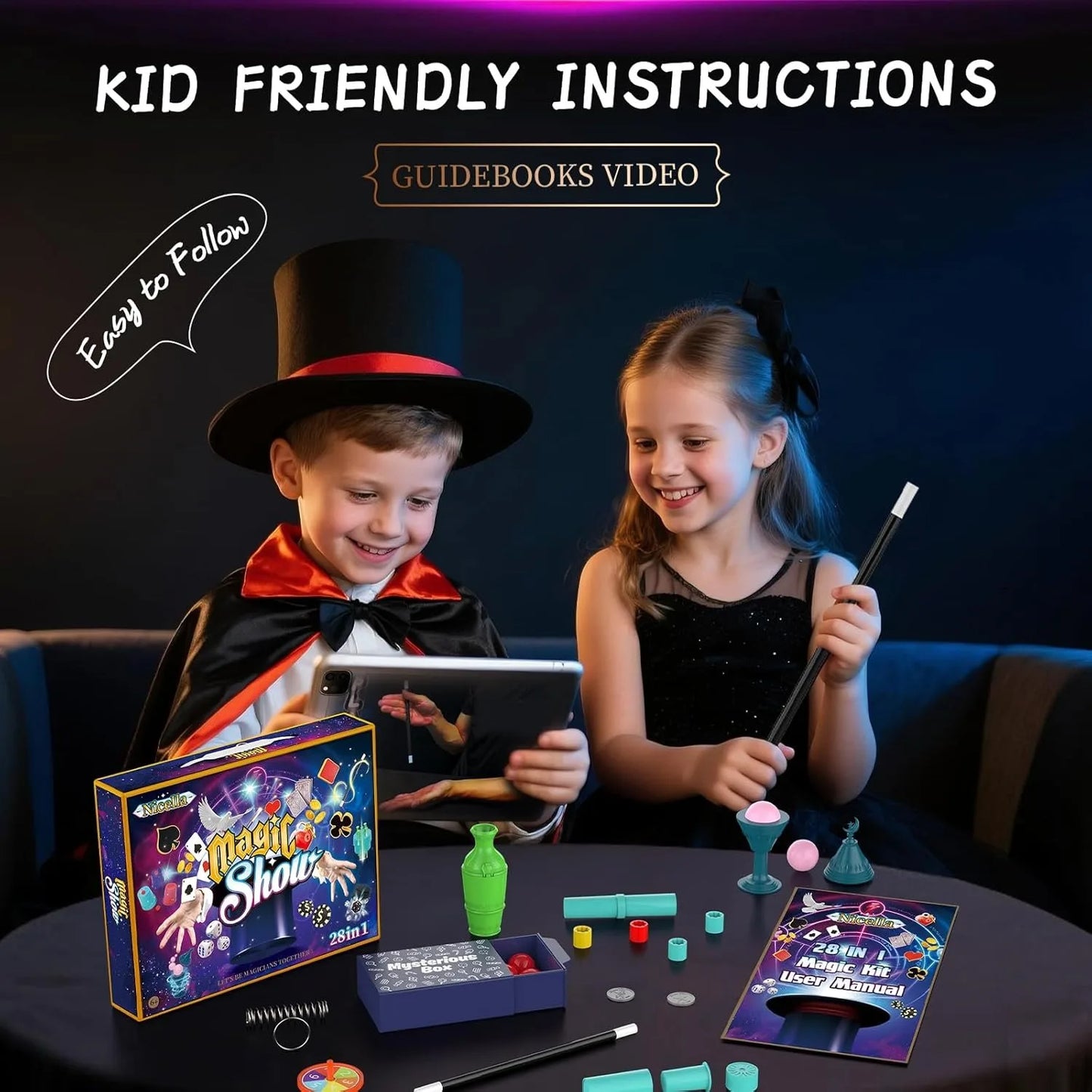 Magic Set | 28 in 1 Trick Wand | Tutorial Videos Included | Ages 6 to 12
