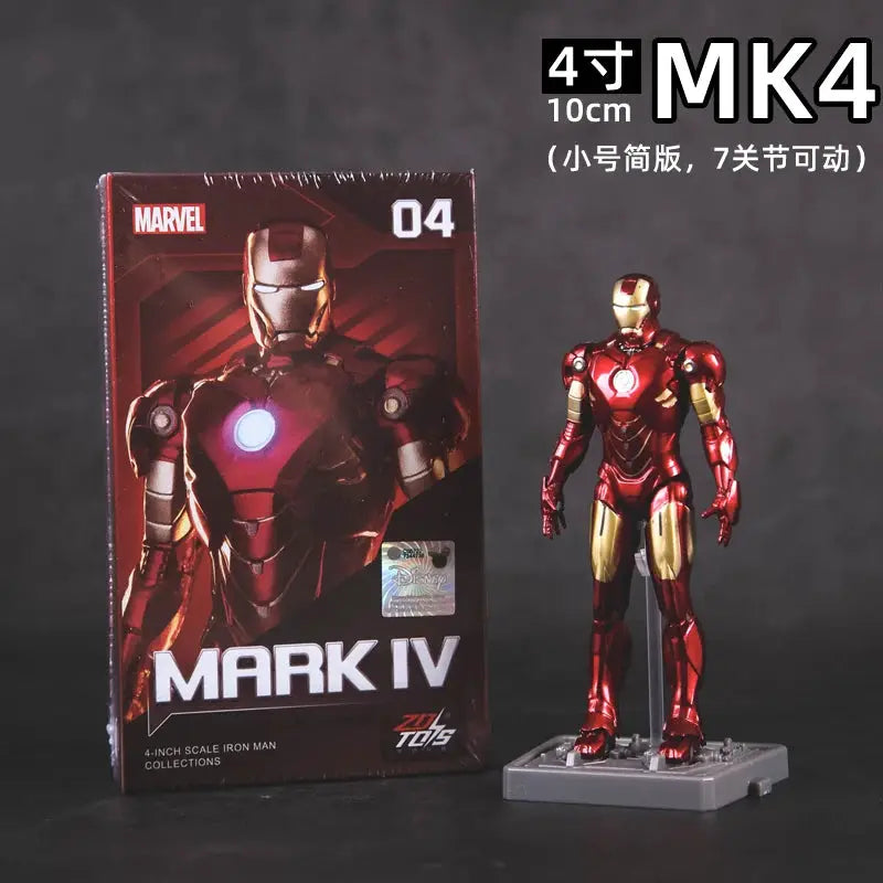 4 inches Original 1/10 ZD Toys Iron Man Action Figure MK1 MK2 MK3 MK4 MK5 MK6 MK7 Tony Stark Anime Doll Model Kids Birthday Gift - ToylandEU