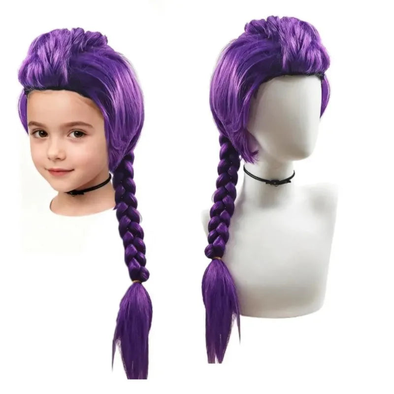 Kids Wig | Purple Long Braid Wig | Tiger Mouth Clamp | One Size