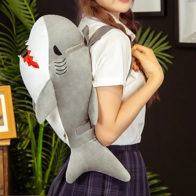 Cute and Soft Little Blue Shark Plush Backpack for Kindergarten
