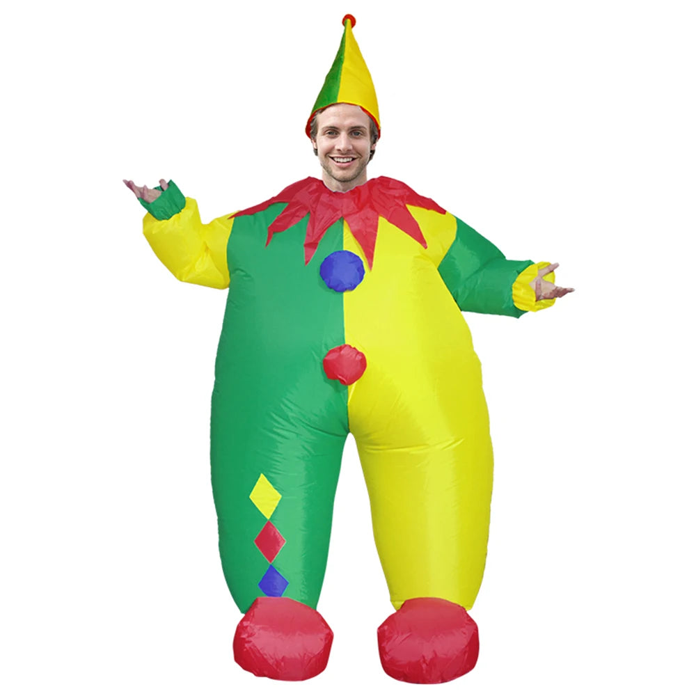 Clown Inflatable Costume | Battery Powered Blower | Durable Polyester | Adult