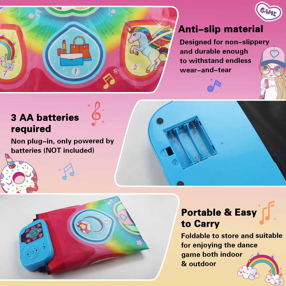 Music Play Mat With Lights Keyboard For Kids Educational