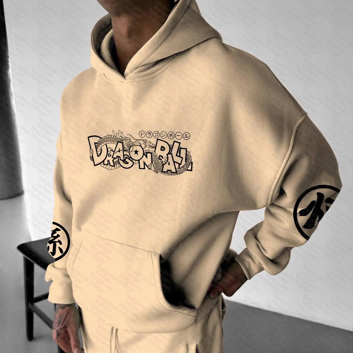 Dragon Ball Hoodie | Khaki Cotton Pullover | Anime Graphic Print | Unisex