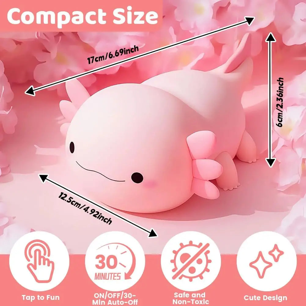 Axolotl Night Light | LED Touch Control | Battery Powered | Kids Bedroom Gift