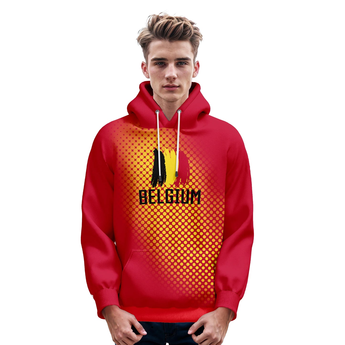 Personalized Red Belgium Soccer Hoodie for All Ages - Custom Name & Number Football Sweatshirt - Ideal Gift for Fans