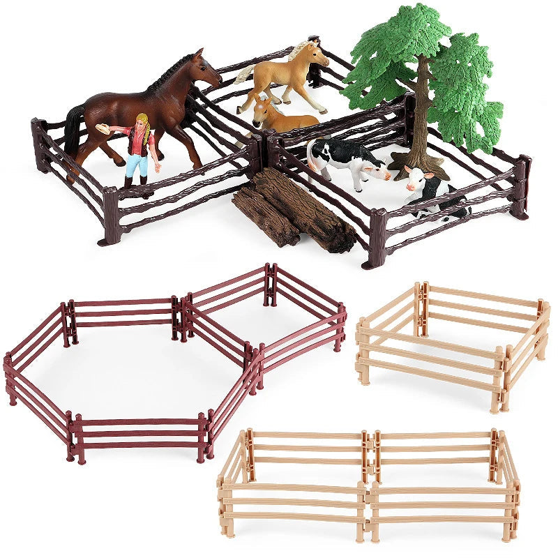 Simulation Pasture Animal Fence Figurine Farm Tool Cart Shovel Poultry - ToylandEU